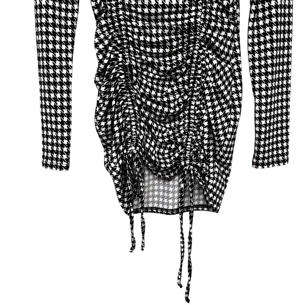 Revamped Women’s Edgy Mod Houndstooth Black and White Mini Dress Size Small - Picture 4 of 5